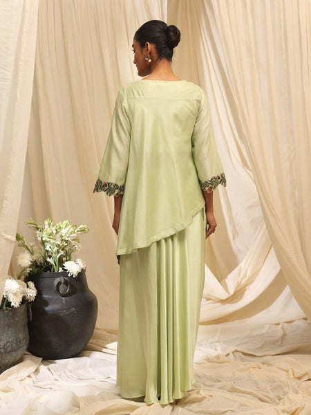 Geoflora Overlay jacket with drape skirt