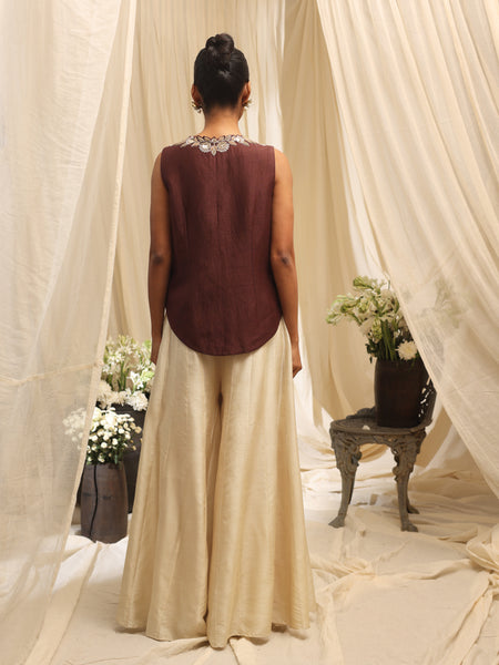 Golden Foliage Waistcoat with Sharara