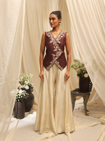 Golden Foliage Waistcoat with Sharara