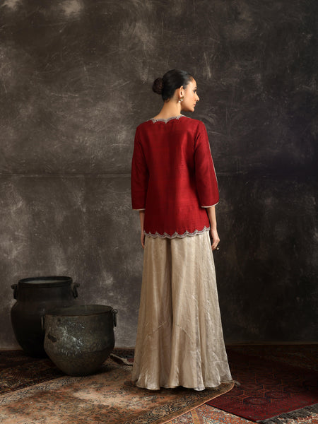 Radiant foliage jacket with sharara