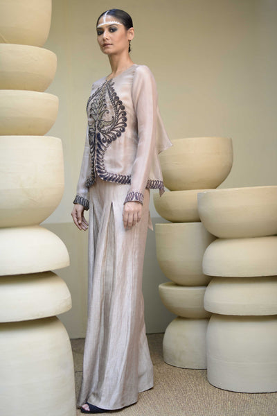 Embroidered jacket with pants.