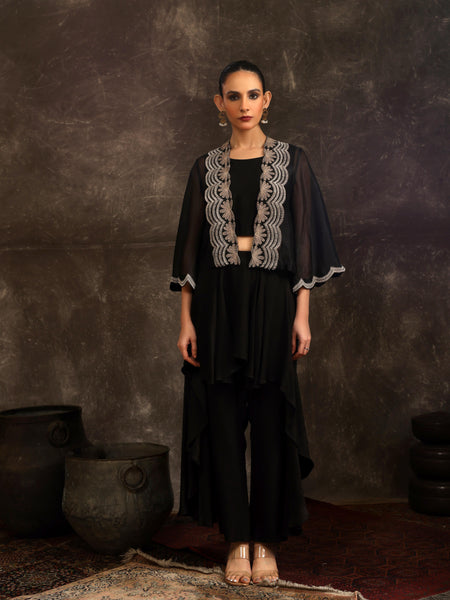 Shadowleaf cropped jacket with layered pants