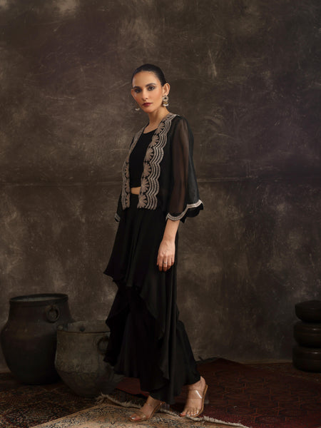 Shadowleaf cropped jacket with layered pants