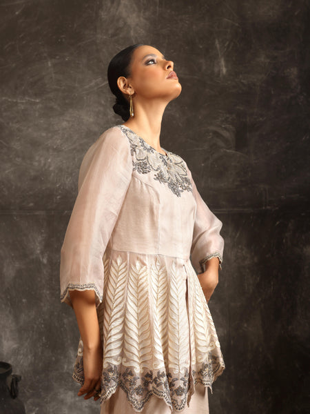 Shadow leaf peplum set