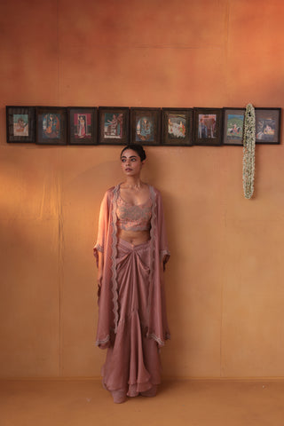 Ziya blouse with cape and draped skirt