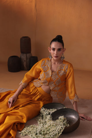 Swarna leher jacket with lehenga